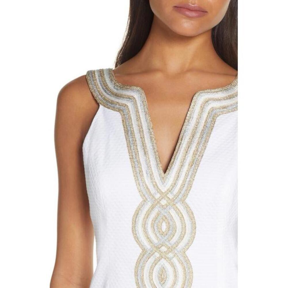Lilly Pulitzer Valli Shift Dress, Resort White, Size 0 Golden Silver NWT - Picture 2 of 9